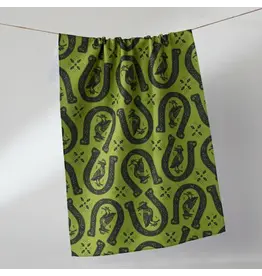 Geometry Lucky Crow Tea  Towel Green