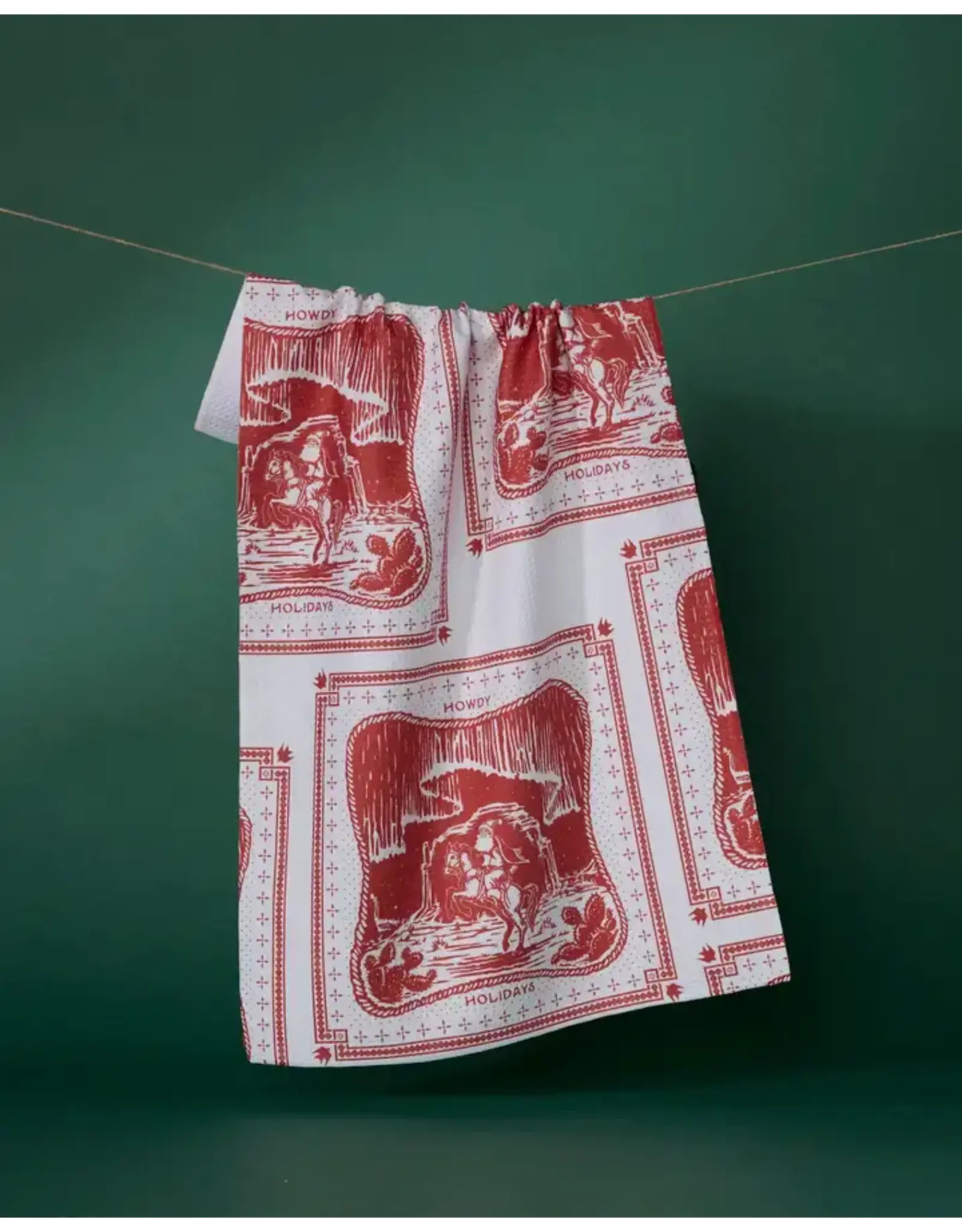 Geometry Cowboy Christmas Tea Towel