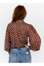 Nola Mesh Brown & White Polka Dot Blouse