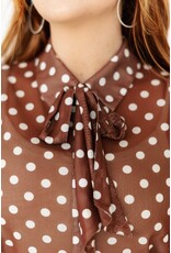 Nola Mesh Brown & White Polka Dot Blouse