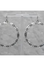 Western Texture Engraved Silver Hoop Earring