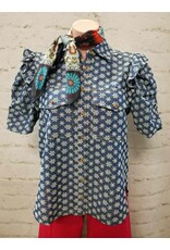 Nori Blue Denim Floral Embroidered Shirt