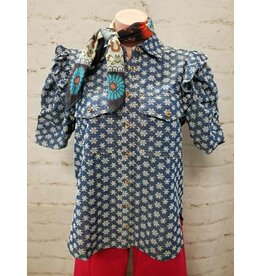 Nori Blue Denim Floral Embroidered Shirt