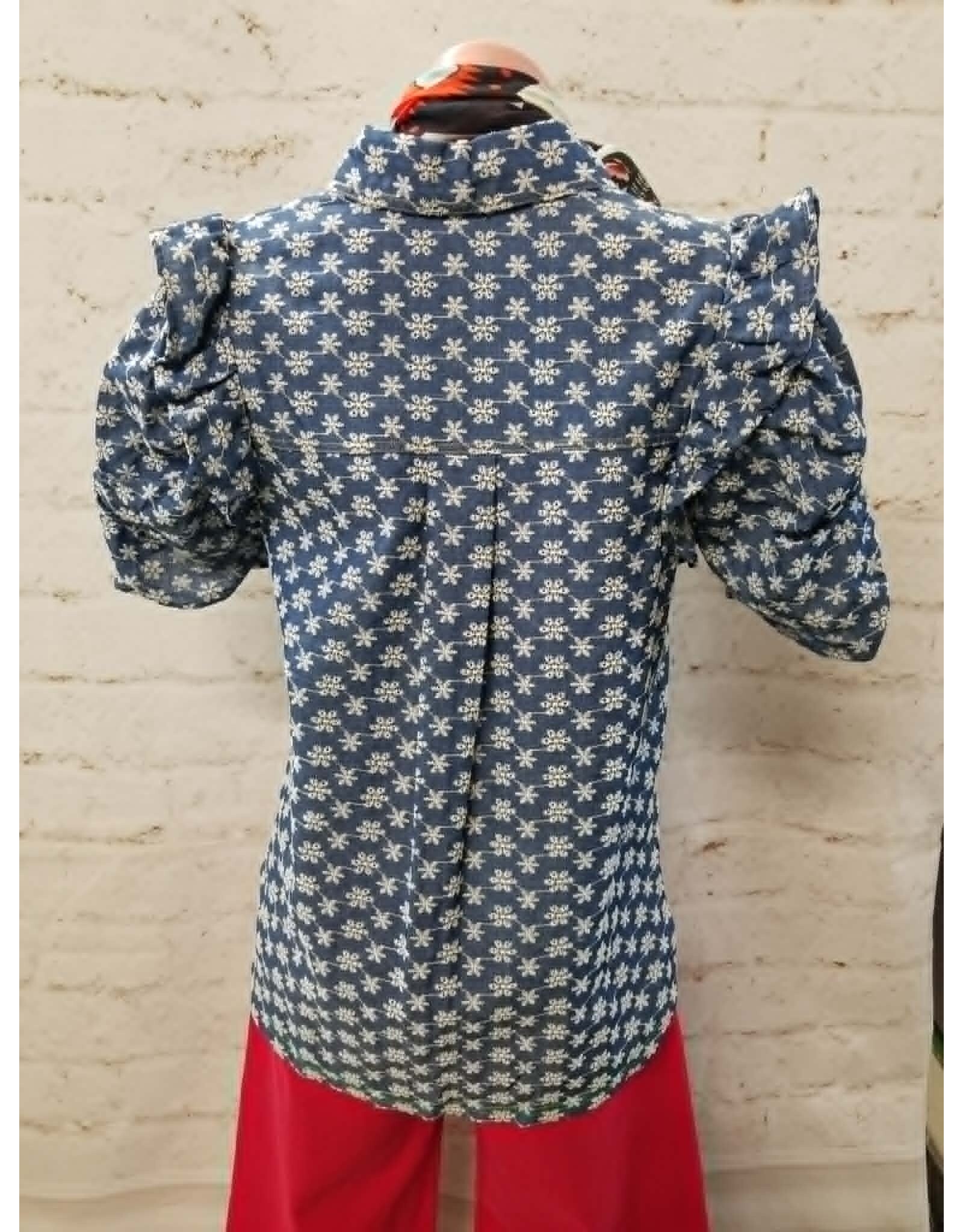Nori Blue Denim Floral Embroidered Shirt
