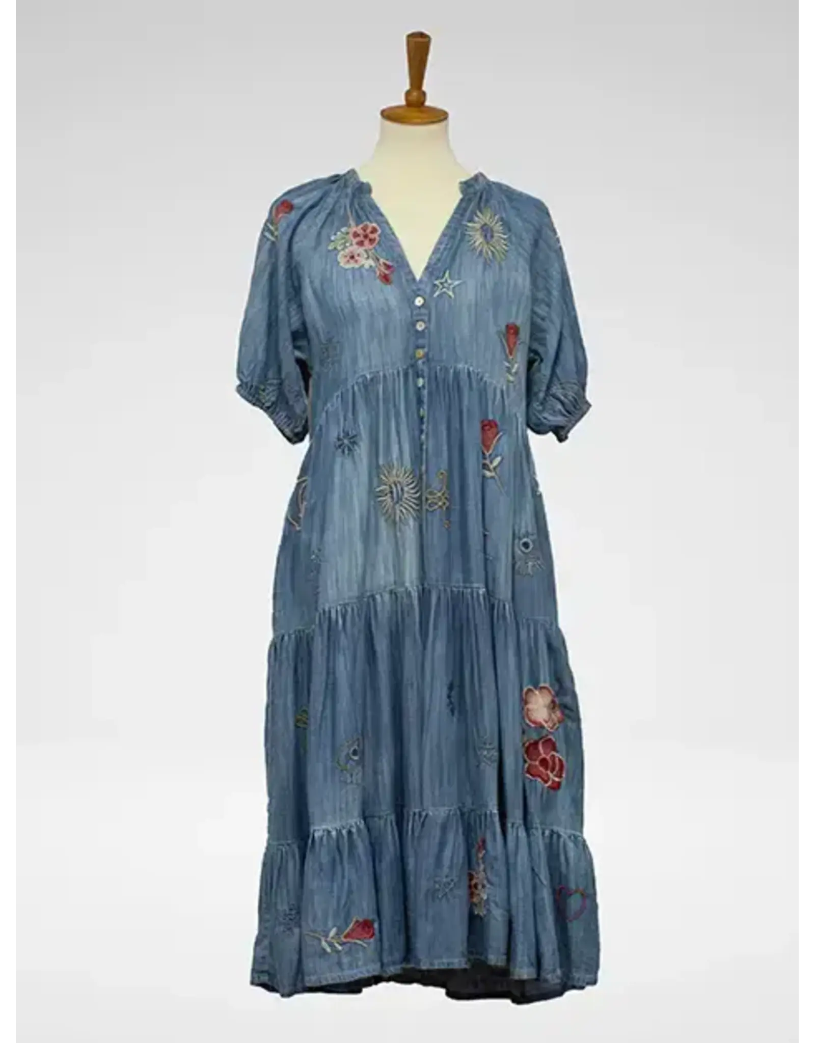 Josie Embroidered Denim Dress