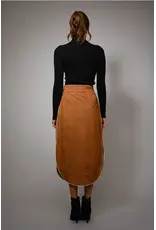 Susie Suede Embroidered Patch Midi Skirt