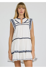 Dear John Denim Dear John Janessa Dress White with Blue Embroidery