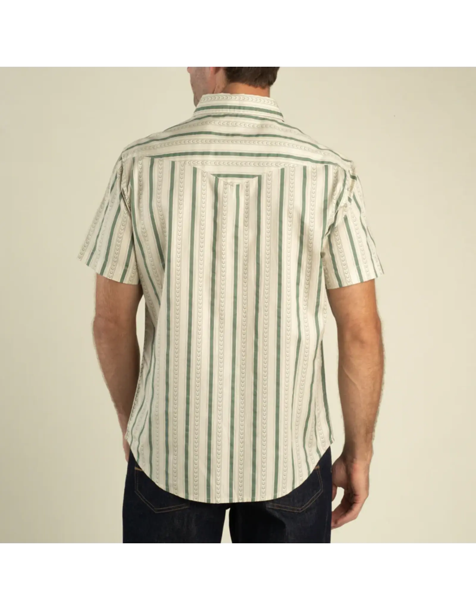 Sendero  Wyatt Pearl Snap Short Sleeve Print Shirt Horseshoe Stripe