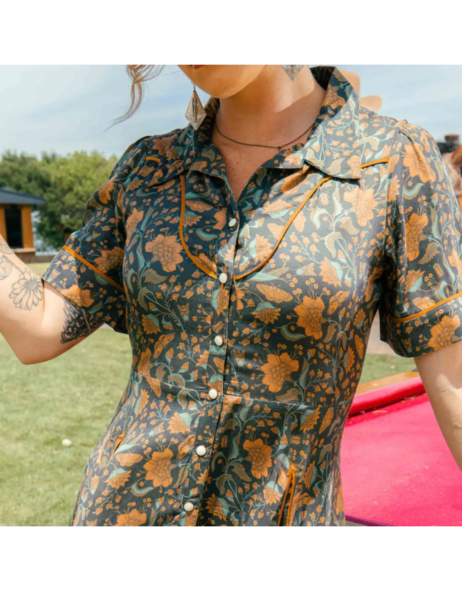 Sendero La Dahlia Dress Copper Floral