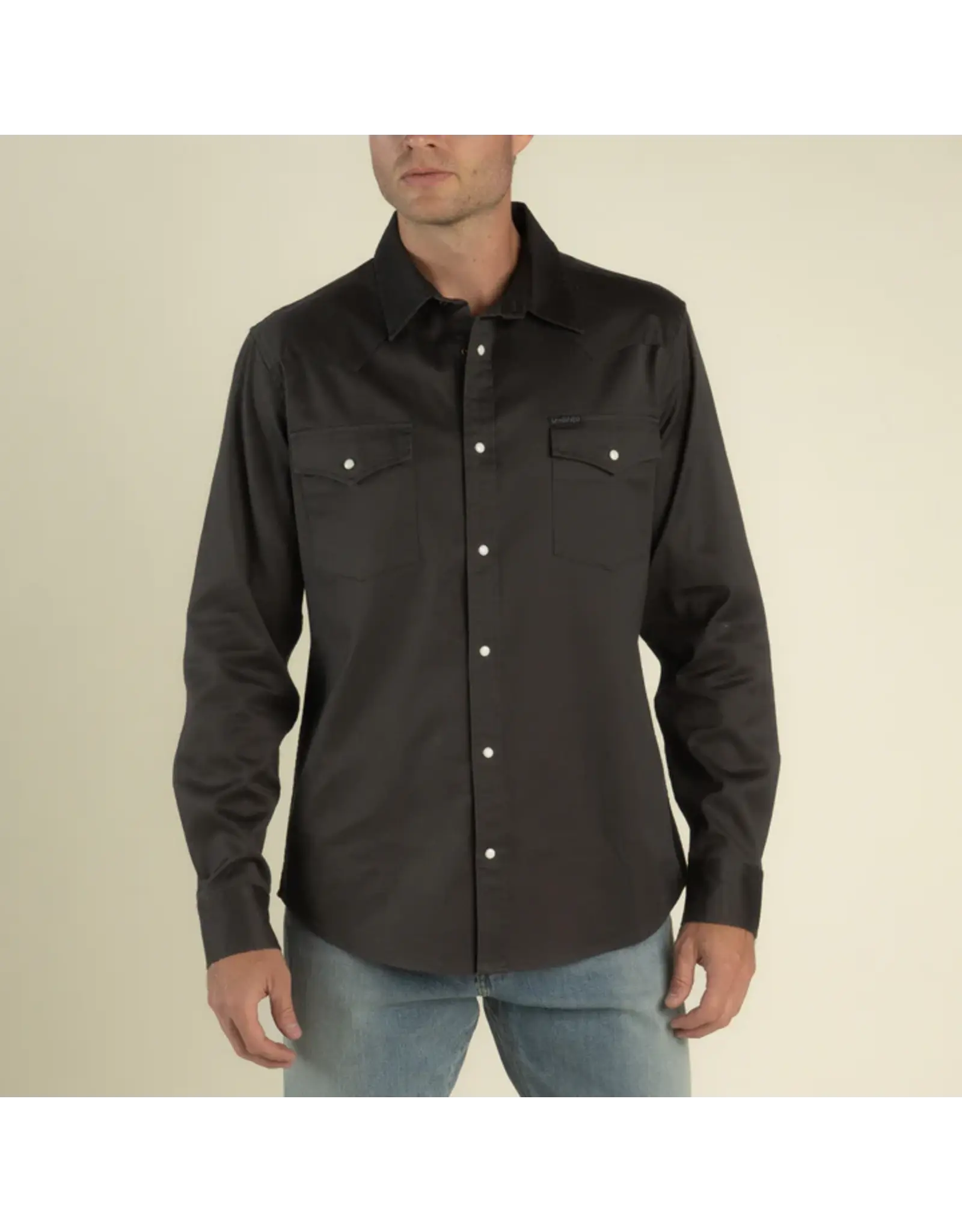 The Wyatt Pearl Snap Long Sleeve Solid Shirt Basalt