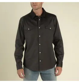 The Wyatt Pearl Snap Long Sleeve Solid Shirt Basalt