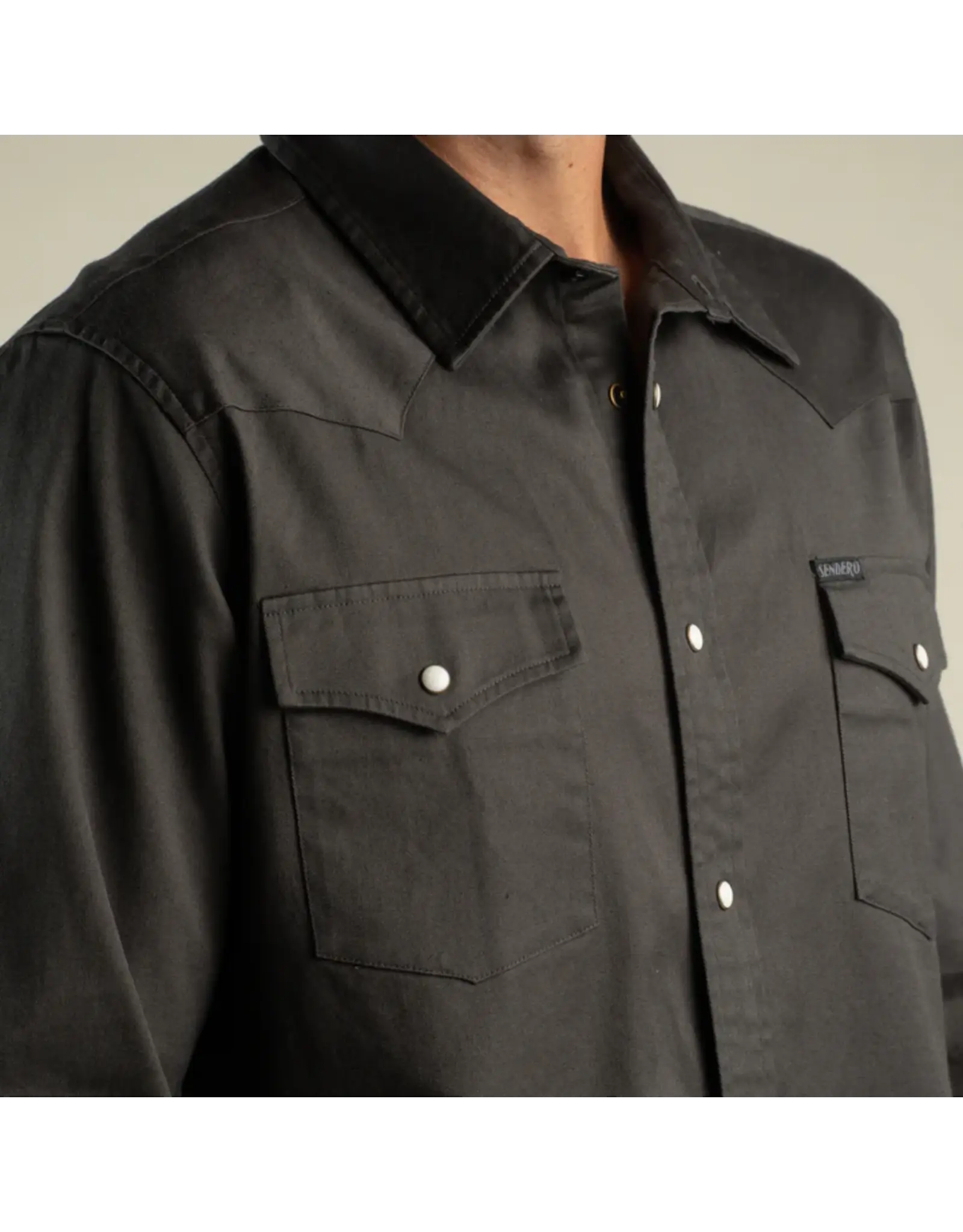 The Wyatt Pearl Snap Long Sleeve Solid Shirt Basalt