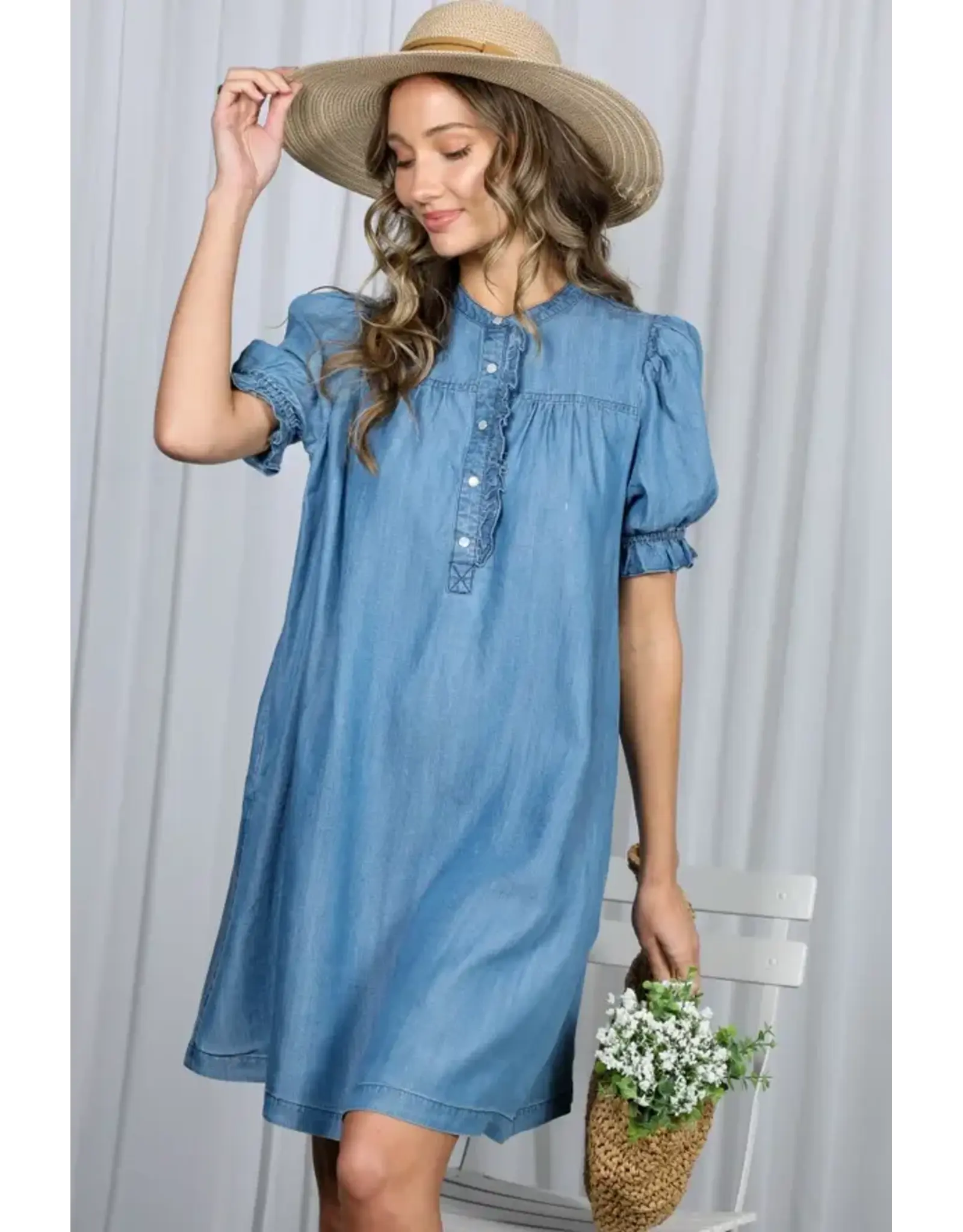Natallie Ruffle Detail Tencel Dress