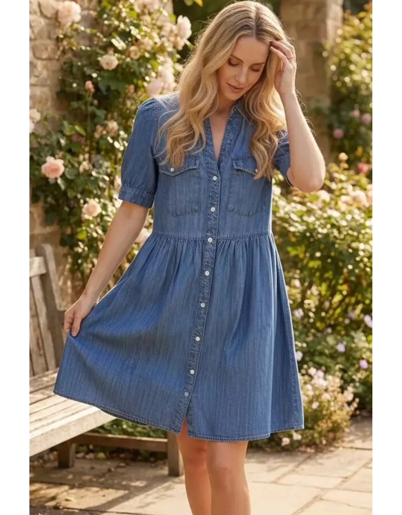 Nerissa Tencel Pearl Snap Dress