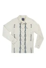 Caballero Guayabera Long Sleeve Shirt Guitar Stripe Cream