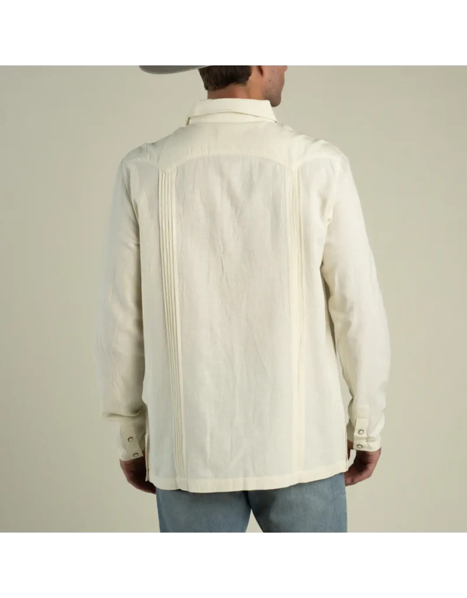 Caballero Guayabera Long Sleeve Shirt Guitar Stripe Cream