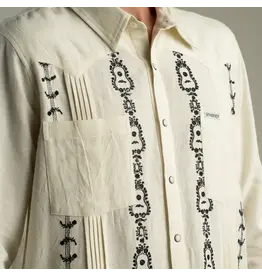 Caballero Guayabera Long Sleeve Shirt Guitar Stripe Cream