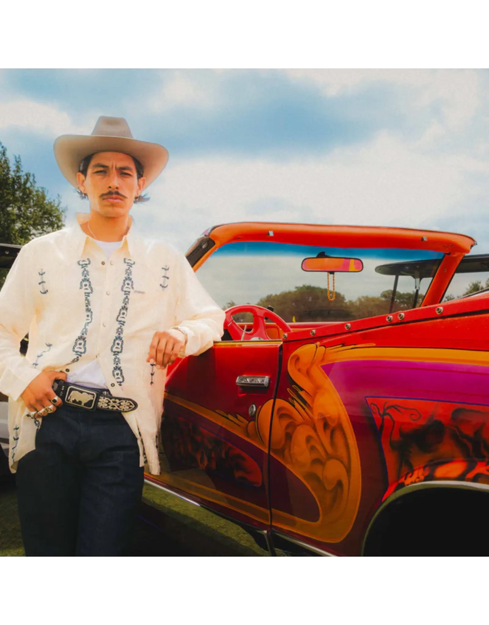 Caballero Guayabera Long Sleeve Shirt Guitar Stripe Cream