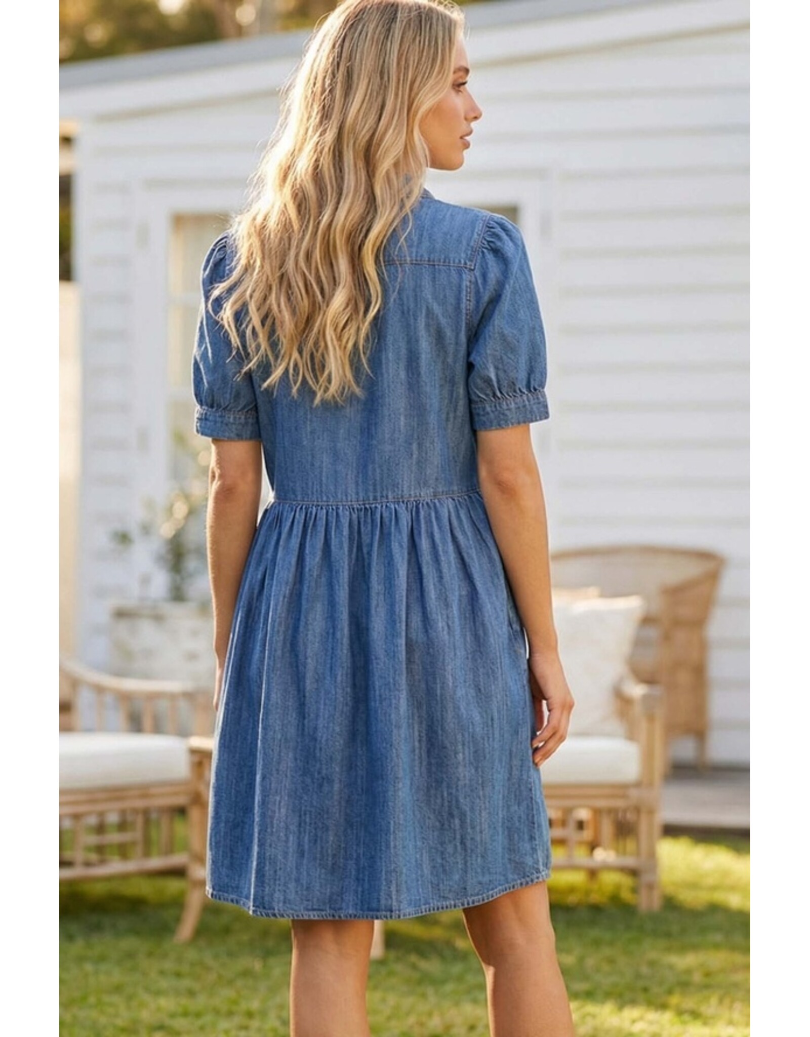 Nerissa Tencel Pearl Snap Dress