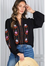 Norah Embroidered Black Blouse