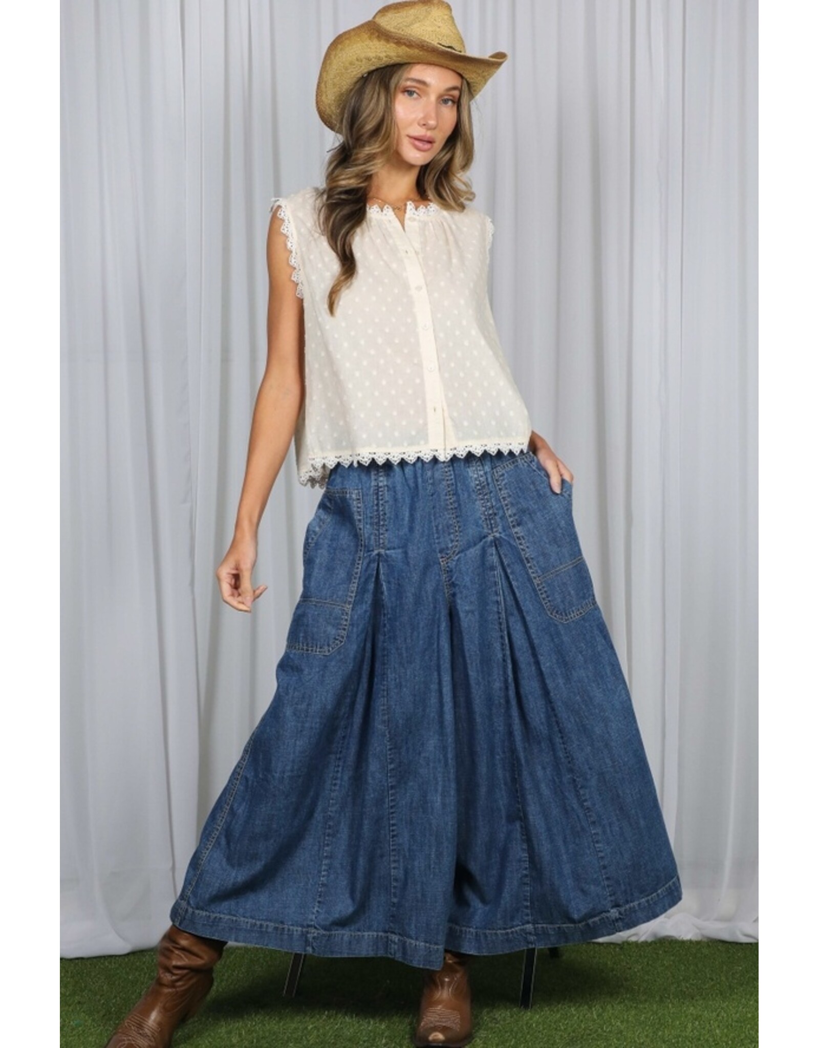 Nelly Tencel Denim Split Leg Pant