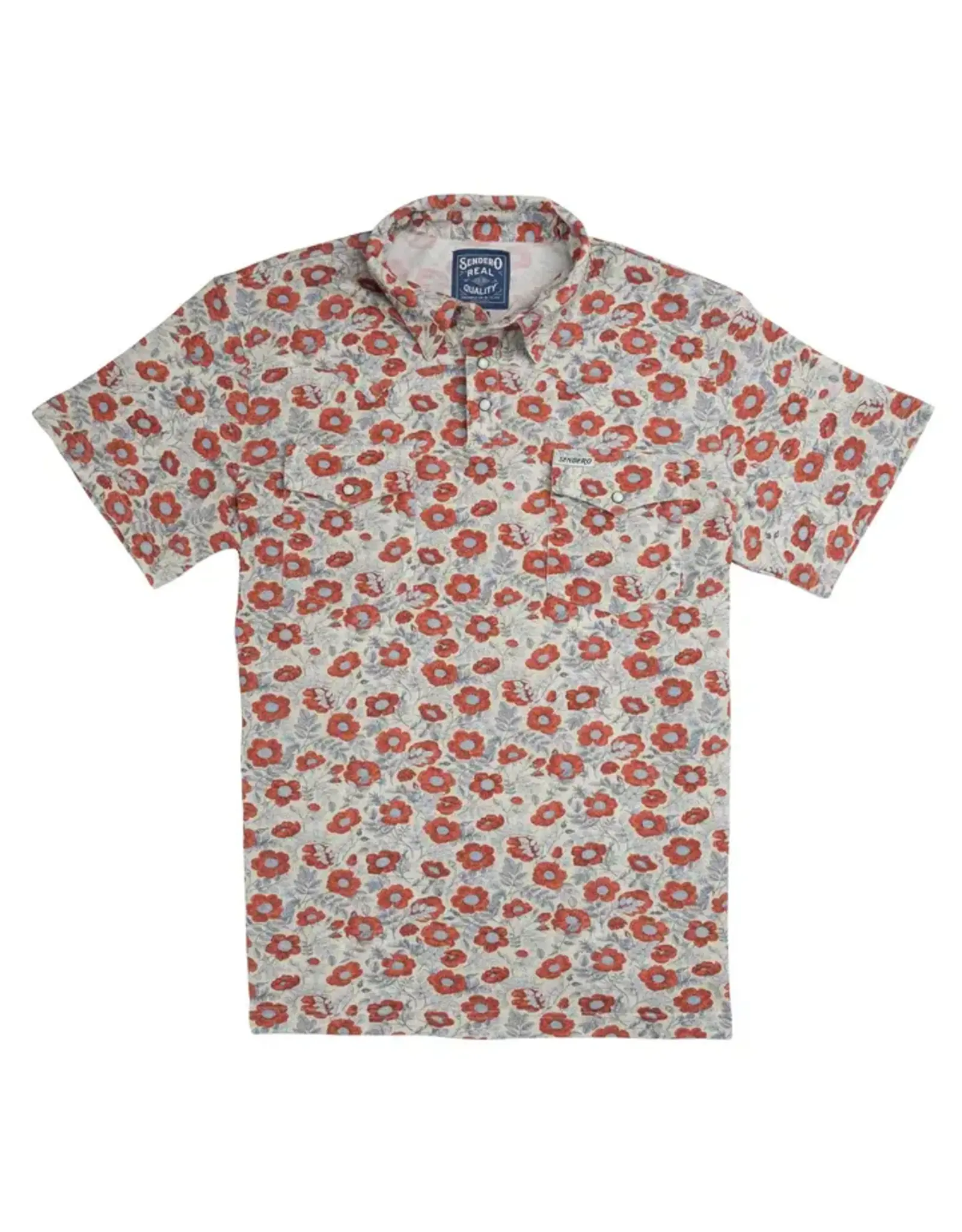 Sendero Cantina Pique Polo Short Sleeve Shirt Desert Floral Rosado