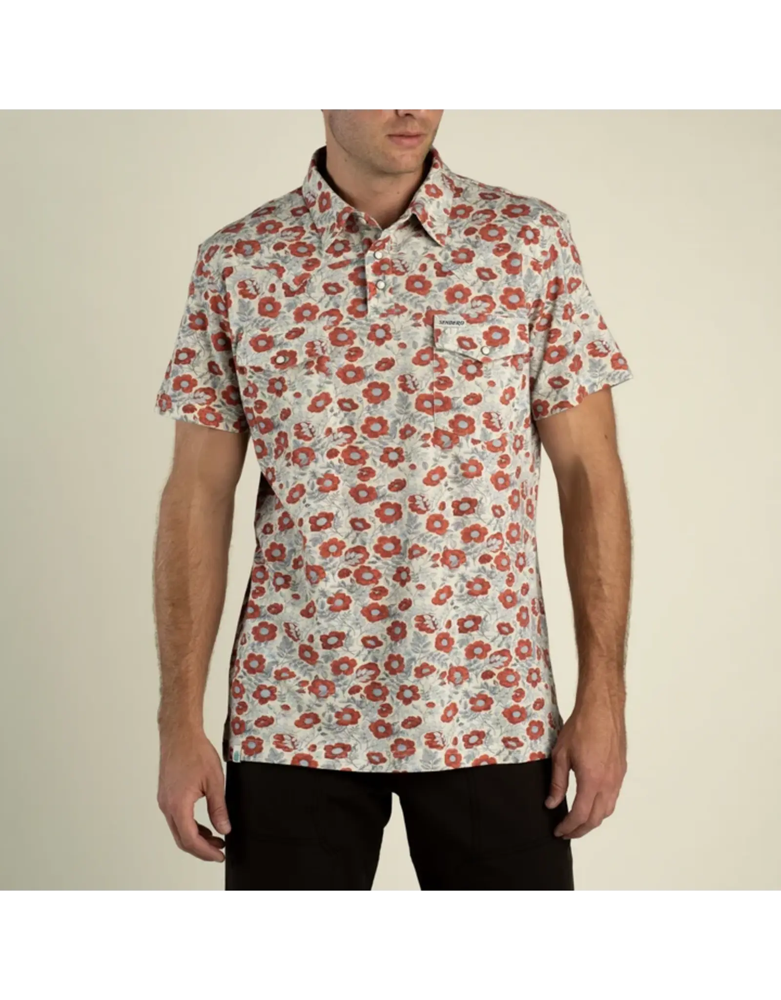 Sendero Cantina Pique Polo Short Sleeve Shirt Desert Floral Rosado
