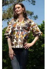 Dizzy Lizzie Milano Top Ivory Butterfly Print