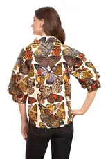 Dizzy Lizzie Milano Top Ivory Butterfly Print
