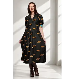 Dizzy Lizzie Montauk Dress Black Embroidered Cheetahs