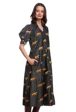 Dizzy Lizzie Montauk Dress Black Embroidered Cheetahs
