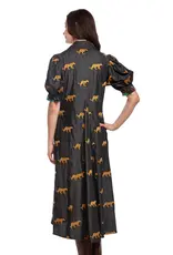 Dizzy Lizzie Montauk Dress Black Embroidered Cheetahs