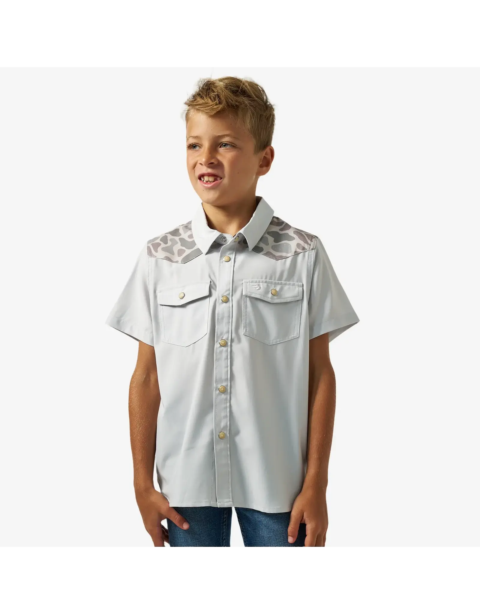 Burlebo Burlebo Youth Performance Western Shirt Light Grey CDC