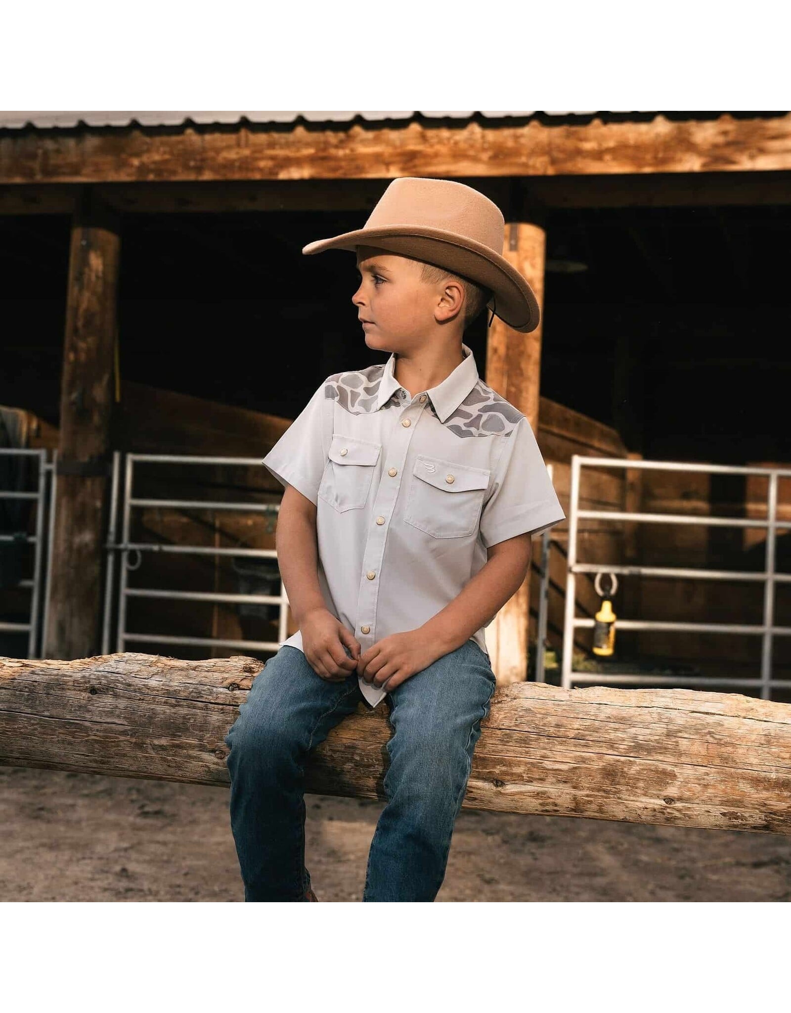 Burlebo Burlebo Youth Performance Western Shirt Light Grey CDC
