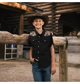 Burlebo Burlebo Youth Performance Western Shirt Deer SZN Black