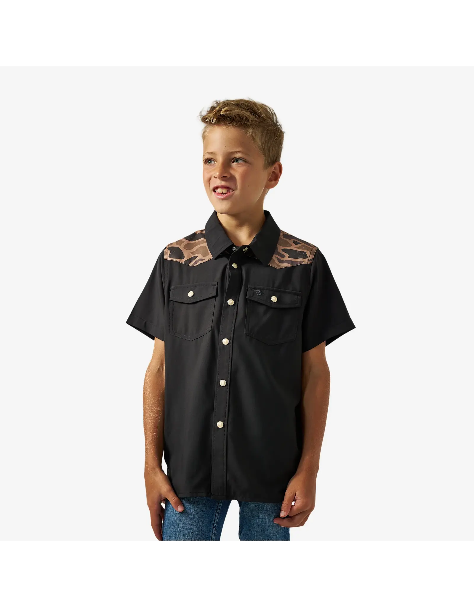 Burlebo Burlebo Youth Performance Western Shirt Deer SZN Black
