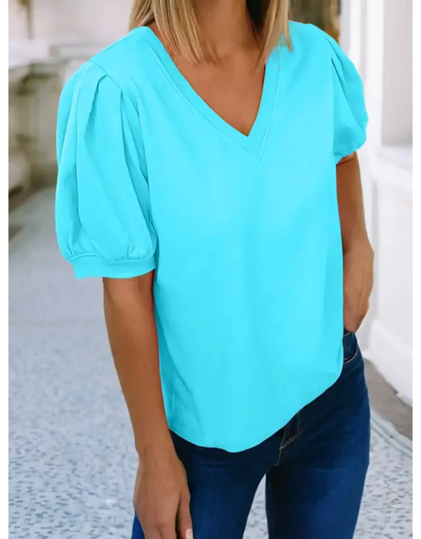 Morgan V Neck Puff Sleeve Top