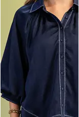 Jacinta Satin Balloon Sleeve Button Blouse