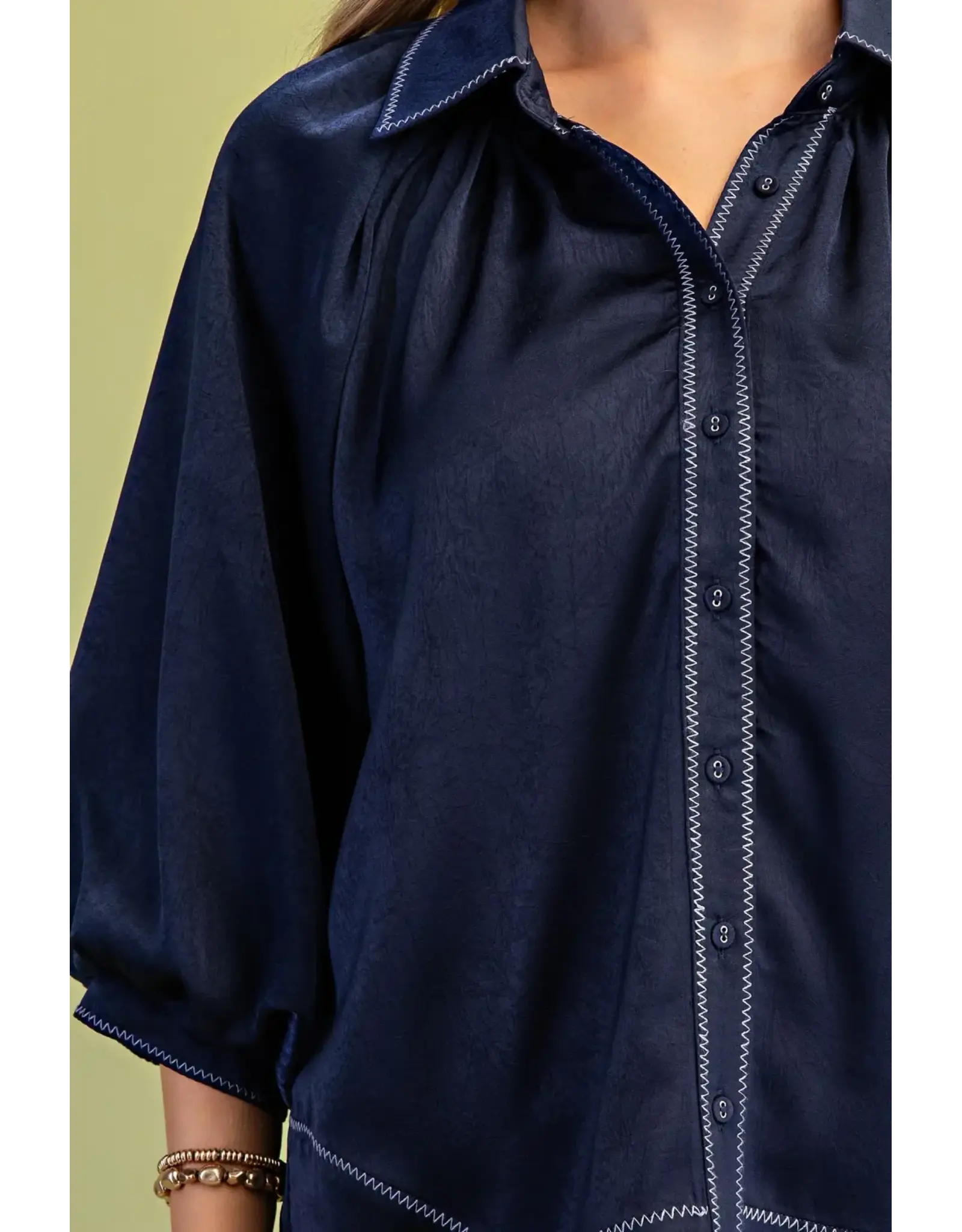 Jacinta Satin Balloon Sleeve Button Blouse