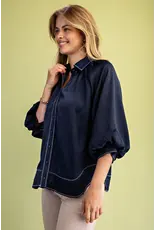 Jacinta Satin Balloon Sleeve Button Blouse