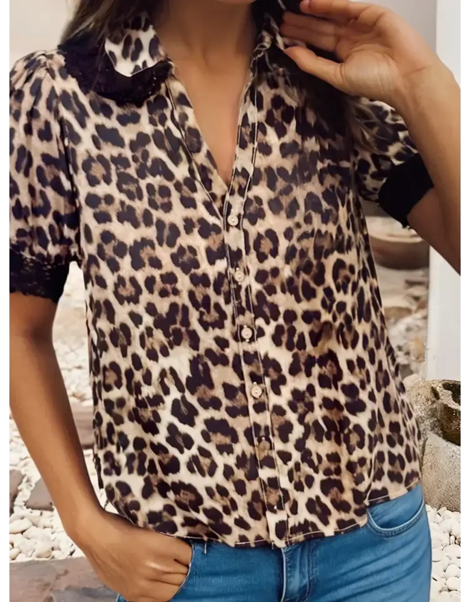 Orina Leopard Lace Trip Shirt