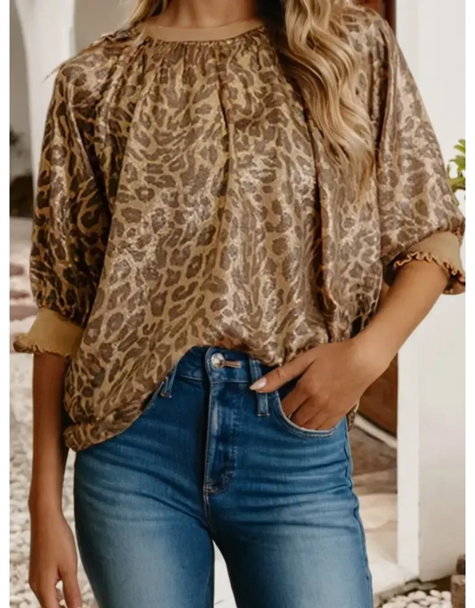 Osheen Leopard Shimmer Blouse