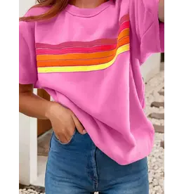 Overton Sewn Stripe Pink Top