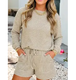 Paige Brown Stripe 2 Piece Short Set