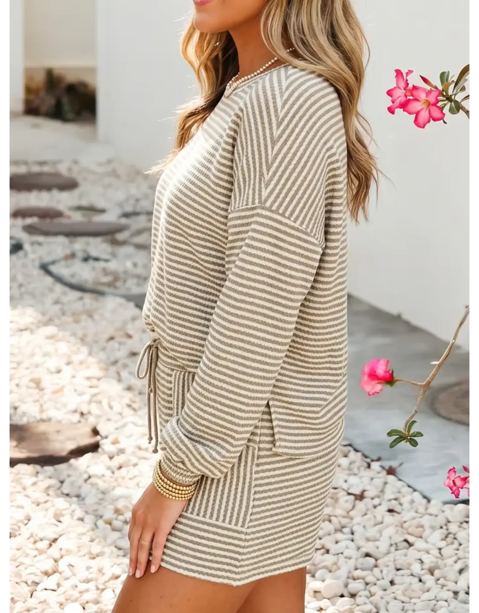 Paige Brown Stripe 2 Piece Short Set