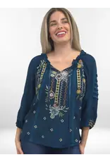 Kyla Seo Hazel Peasant Blouse Dark Teal