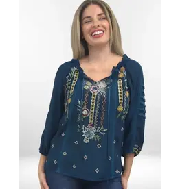Kyla Seo Hazel Peasant Blouse Dark Teal