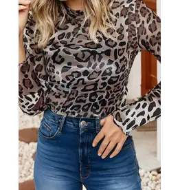 Remi Leopard Mesh Long Sleeve Top