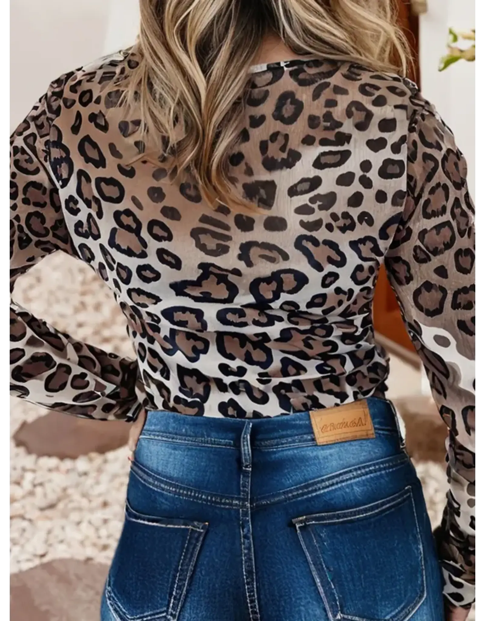 Remi Leopard Mesh Long Sleeve Top