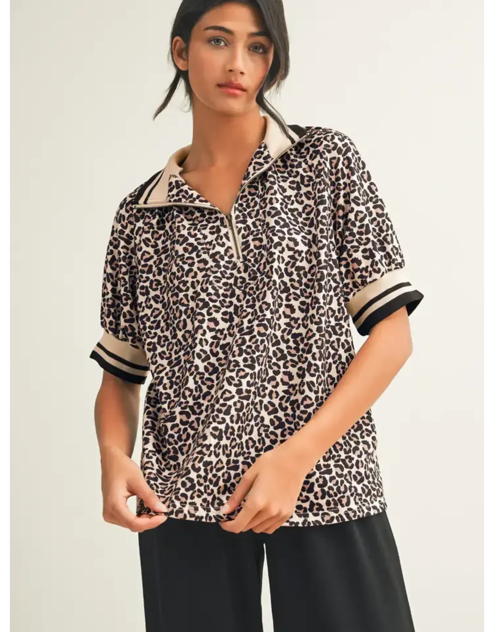 Ryann Leopard Half Zip Top